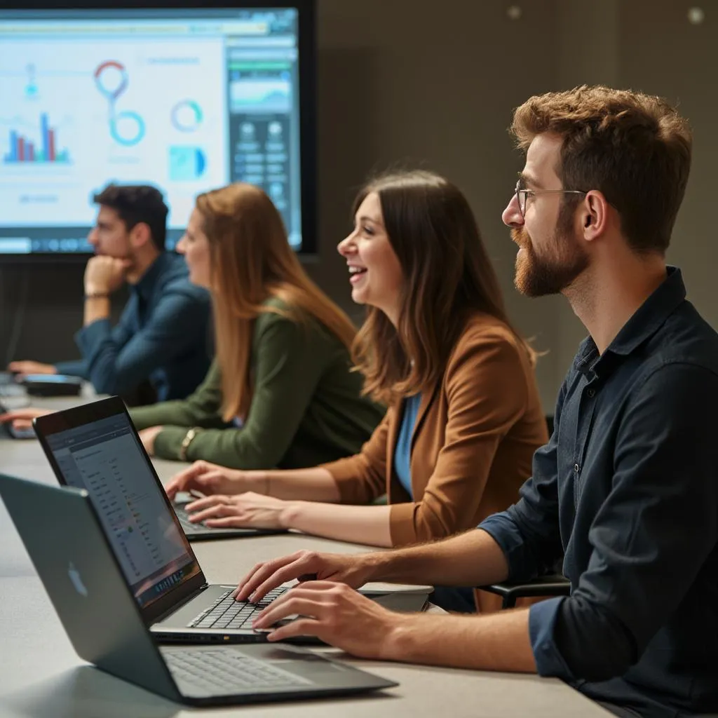 Participantes en un webinar de formación online